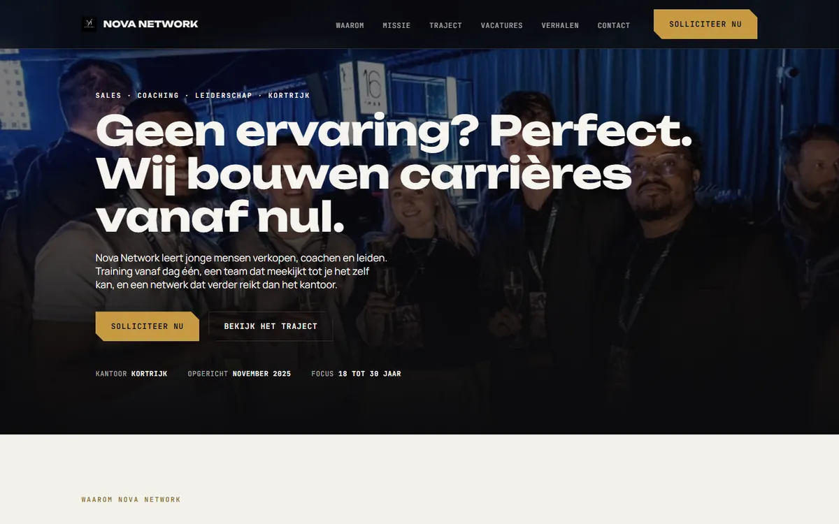 Startscherm van nova-network.info op een computer