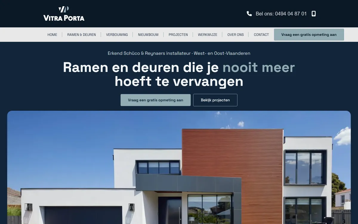 Startscherm van vitraporta.be op een computer